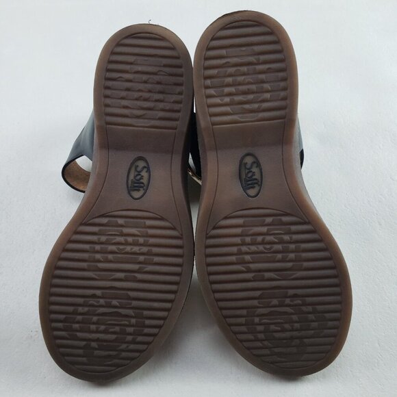 Sofft Bali Strappy Leather Sandal Womens 7 Black Slingback Hook Loop Buckle - Picture 10 of 10